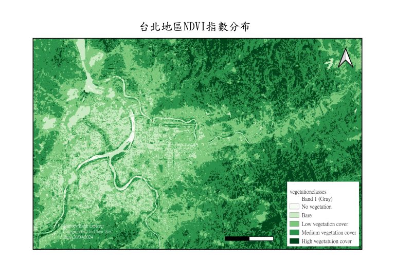 台北地區NDVI指數分布
