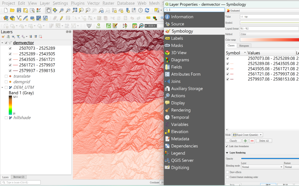 以 Vector Lines 進行 DEM 的視覺化分析