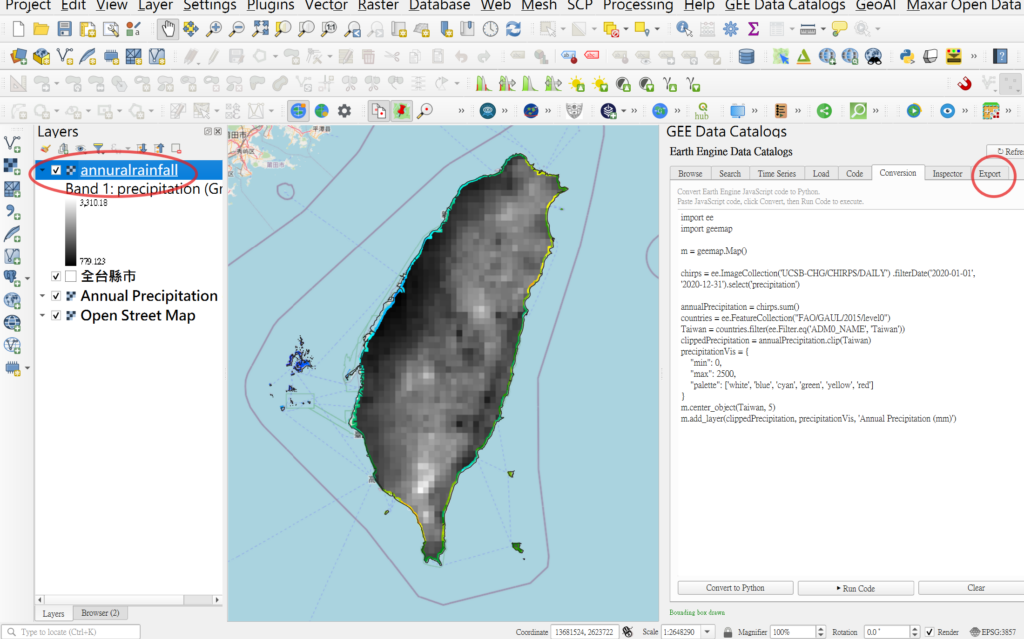 如何使用Google Earth Engine製作台灣Rainall Map